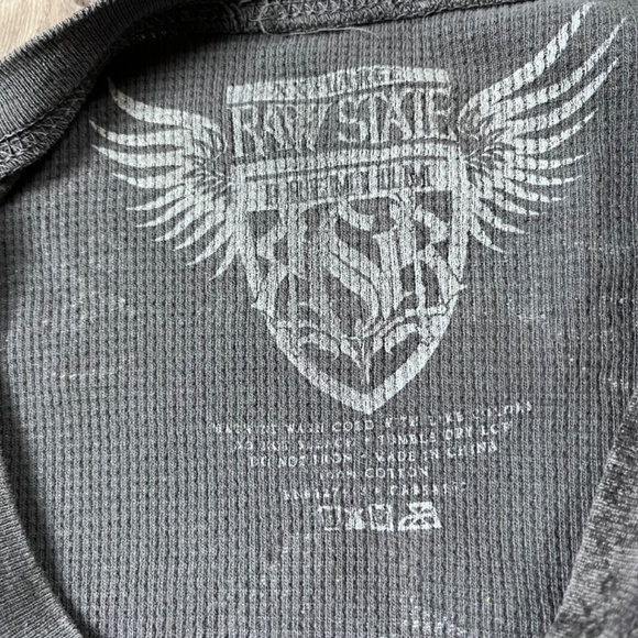 Raw State Royalty Long Sleeve Waffle Thermal Thick Stitch Y2K Cross Wings xxl - Picture 7 of 8